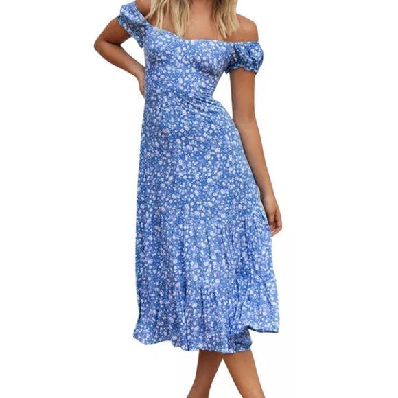 Off-Shoulder Floral Midi Dress - Picture 2 of 16